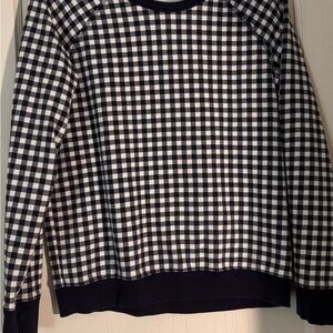 Draper James/Reece  Whitherspoon Navy and White Gingham Crewneck Sweatshirt, M